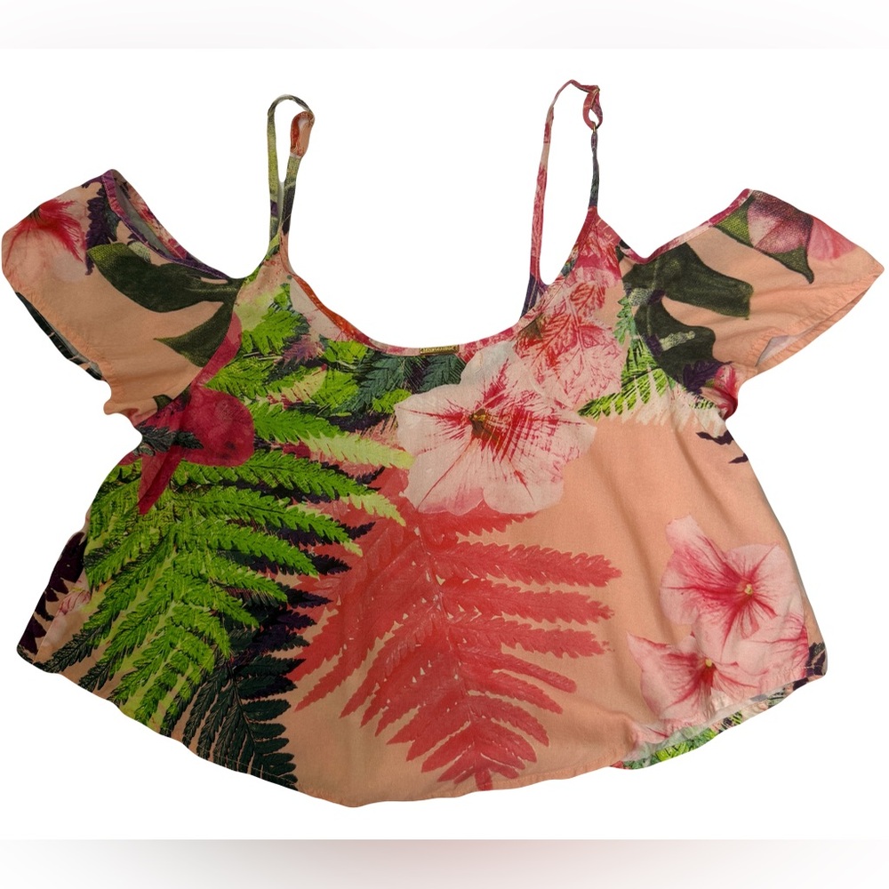 San Lorenzo Pink and Green Floral Blouse